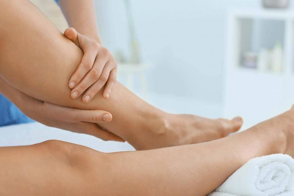 Leg massage to help treat neuropathy.