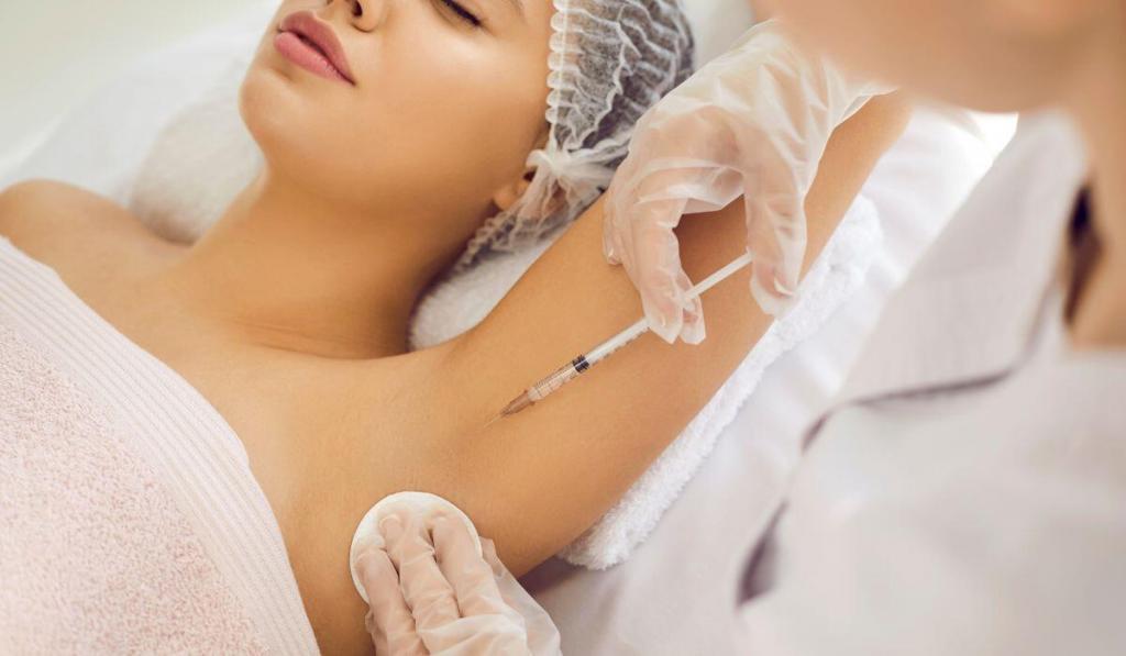 a woman getting botox in the arm